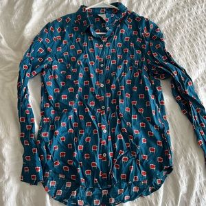 Vintage television printed button up - quirky!